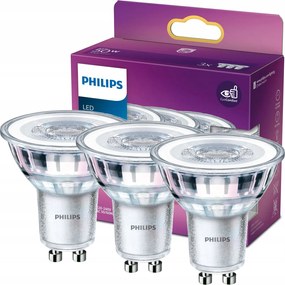 3x Led izzó GU10 4.6W 50W 355lm 2700K Meleg 36° Reflektor Philips