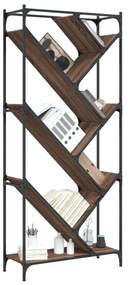 barna tölgy színű szerelt fa és fém könyvszekrény 79x30x180 cm