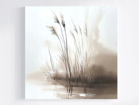 Vászonkép Canvas Akvarell Tó Növények Fű Köd Szépia 40x40