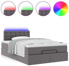 szürke műbőr ottomán ágy matracokkal &amp; LED-ek 120x190 cm