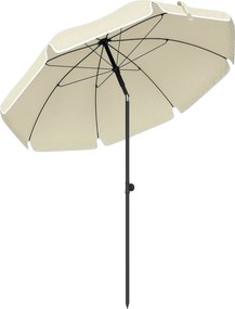 Outsunny strandnapernyő Ø150 cm – homokleszúró, állítható dőlés és magasság, vízlepergető, hordozható – bézs | Aosom