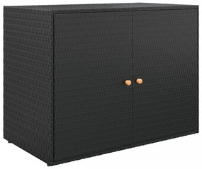 fekete polyrattan kerti tárolószekrény 100 x 55,5 x 80 cm