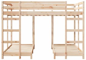 vidaXL Háromszintes emeletes ágykeret Barna 140 x 200 cm Tömör fenyőfa