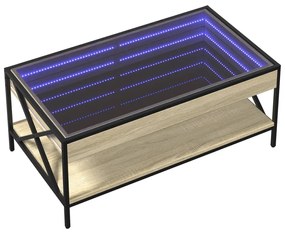 sonoma tölgy végtelen hatású LED-es dohányzóasztal 90x50x38 cm
