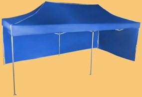 Gyorsan összecsukható sátor 3x6m - alumínium, Kék, 2 oldalfal