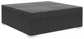 8 részes fekete polyrattan kertibútor-garnitúra párnákkal