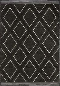 Fekete-fehér shaggy boho szőnyeg 120x170 cm