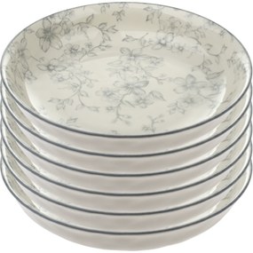 6 db mély tányér szett Finom virágok 20 cm, szürke