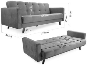 ID LISSZABON ágyazható kanapé ágyneműtartóval - sárga