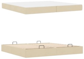 Ágykeret tárolóval Krém 200 x 200 cm szövet