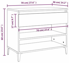 magasfényű fehér szerelt fa cipőszekrény 70 x 36 x 60 cm