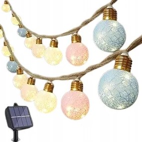 Led Napelemes Fényfüzér 8M Meleg Fehér Kültéri Izzókkal