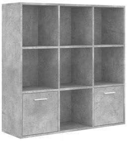 betonszürke szerelt fa könyvszekrény 98 x 30 x 98 cm