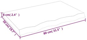 kezeletlen tömör tölgyfa fali polc 80x50x(2-6) cm