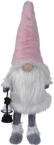 Gnome w white body Fénydekoráció, 26x18x51 cm, plüss, rózsaszín/fehér