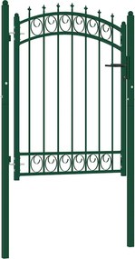 vidaXL zöld acél kerítéskapu cövekekkel 103 x 109,5 cm