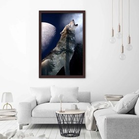 Gario Poszter Farkas üvölt a holdra A keret színe: Fekete, Méret: 70 x 100 cm