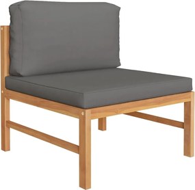 vidaXL 3 részes tíkfa kerti bútorszett sötétszürke párnákkal