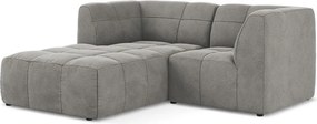 Szürke bársony sarokkanapé (bal oldali-heverő résszel) Aloha – Makamii