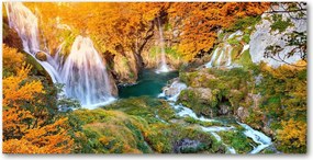 Fotó üvegkép Őszi vízesés 140x70