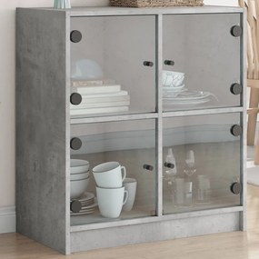 betonszürke kisszekrény üvegajtókkal 68 x 37 x 75,5 cm