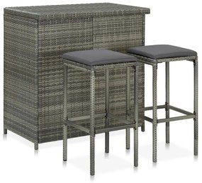 3 részes szürke polyrattan bárszett