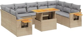 vidaXL 11 részes bézs polyrattan kerti ülőgarnitúra párnákkal