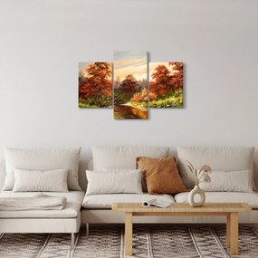 Kép egy folyóról egy őszi tájban, olajfestmény (90x60 cm)