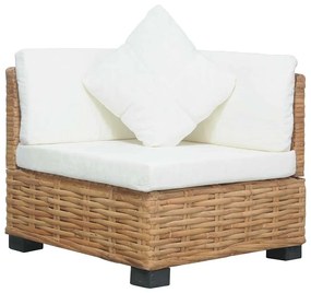 Természetes rattan sarokkanapé párnával
