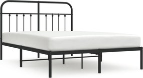 vidaXL fekete fém ágykeret fejtámlával 140 x 190 cm