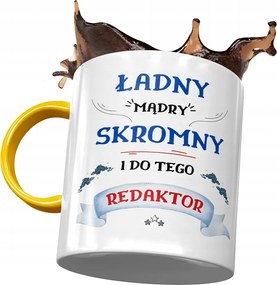 Sárga Bögre Szerkesztőnek Szép Okos Szerény Nyomtatott Fotóval