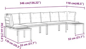 4 részes fekete porszórt acél kerti kanapészett párnával
