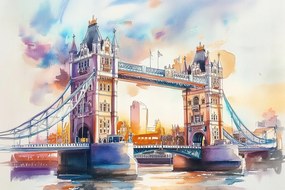 Vászonkép Canvas Akvarell London Híd Temze Tower Bridge 120x80