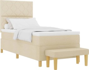 vidaXL Boxrugós ágy matracmal fejtámlával Krém 100 x 200 cm szövet