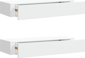 vidaXL 2 db fehér MDF falra szerelhető fiókos polc 60 x 23,5 x 10 cm