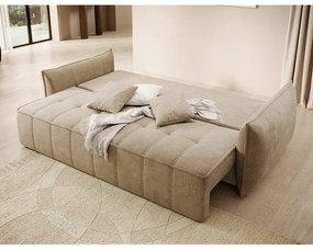 Világosbarna bársony kinyitható-tárolóhelyes kanapé 242 cm Weltton – ELTAP