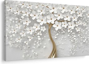 Fehér fa virágokkal képe (90x60 cm)