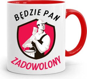 Piros Építőipari Bögre Barkácsoló Szakember Ajándék fényképes nyomtatással