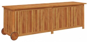 tömör akácfa kerti tárolóláda kerekekkel 150 x 50 x 58 cm