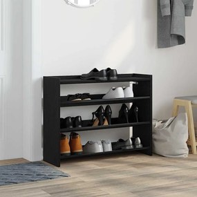 fekete szerelt fa cipőtároló szekrény 80x25x62 cm