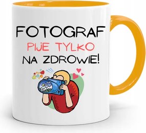 Sárga Fotós Bögre A Fotós Egészségéért Iszik, fényképes nyomattal