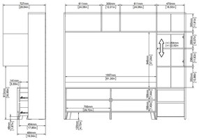 Fehér-natúr színű nappali bútor szett tölgyfa dekorral 209x183x48 cm Next – Tvilum