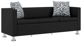 vidaXL fekete 3 személyes műbőr kanapé