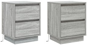 Éjjeli Szekrények LED Világítással 2 db Szürke Sonoma 39x34.5x50 cm
