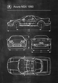 Poszter Acura Nsx 1990 Retro Patent Séma