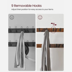 Kabáttartó, előszobafal cipőtartóval, 84 x 183 x 33,7 cm, rusztikus barna