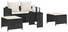 5 részes polyrattan kerti kanapé garnitúra párnákkal stackable