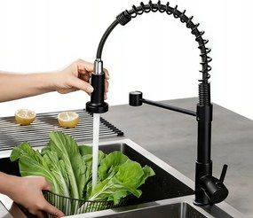 Konyhai csaptelep flexibilis forgatható kifolyócső csaptelep fekete