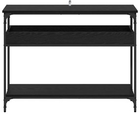 Konzolasztal polcokkal Musta tammi 100 x 29 x 75 cm Faanyag