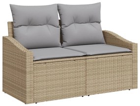 9 darabos Kertiszófakészlet párnákkal, Bézs, Poli rattan